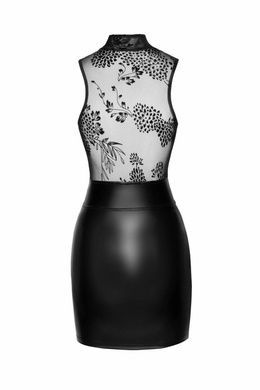 Сексуальна мінісукня з сітчастим верхом і низом під латекс Noir Handmade XXL чорна