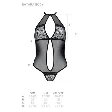 Сетчатое боди с кружевом на груди Passion SATARA BODY S/M red