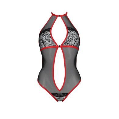 Сетчатое боди с кружевом на груди Passion SATARA BODY S/M red