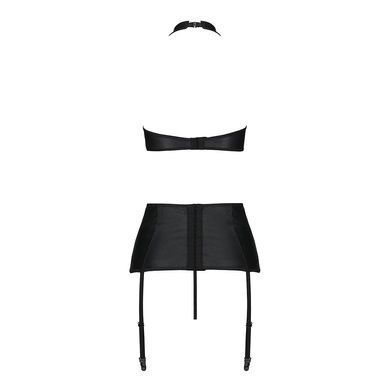 Комплект из эко-кожи имитация шнуровки Passion NANCY SET XXL/XXXL black топ трусики пояс для чулок