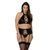 Комплект из экокожи Passion NANCY SET 4XL/5XL black, имитация шнуровки, топ, пояс для чулок