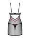 Пеньюар Obsessive Novenes chemise & thong, XS/S, чорний, прозорий, зі стрепами, стрінги в комплект