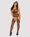 Бодистокинг Obsessive Bodystocking G323 XL/XXL black, рисунок пчелы и бабочки