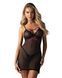 Пеньюар Obsessive Novenes chemise & thong, XS/S, чорний, прозорий, зі стрепами, стрінги в комплект