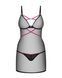 Пеньюар Obsessive Novenes chemise & thong, XS/S, чорний, прозорий, зі стрепами, стрінги в комплект
