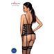 Сетчатый корсет с люверсами и съемными пажами Passion MALWIA CORSET L/XL, black, эко-кожа, стринги