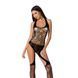 Бодістокінг Passion BS060 black, комбінезон, імітація трусиків і гольфів S/M/L