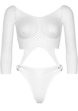 Еротичне боді Leg Avenue Top bodysuit with thong back White