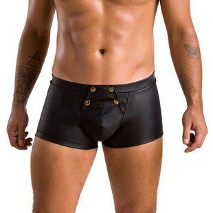 Чоловічі шкіряні боксери з клапаном Passion 050 SHORT PATRICK XXL/XXXL Black