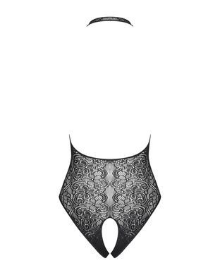 Бодістокінг з ефектом шнурівки Obsessive B113 teddy S/M/L відкрита спина, халтер, з доступом