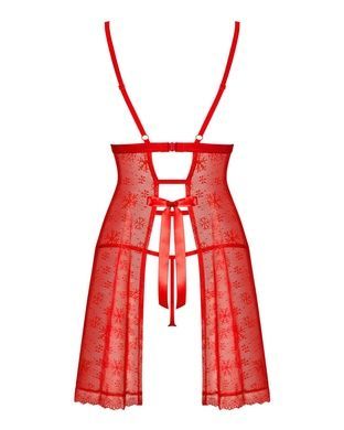 Сексуальна мереживна нічна сорочка Obsessive Claussica L/XL червона