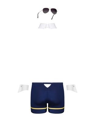 Еротичний костюм пілота Obsessive Pilotman set 2XL/3XL, боксери, манжети, комір з краваткою, окуляри