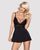 Сатиновый пеньюар с кружевом Obsessive 810-BAB-1 babydoll & thong L/XL, черный, пеньюар, танга