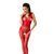 Бодистокинг Passion BS052 red, комбинезон, имитация корсета с подтяжками, чулок и трусиков S/M/L
