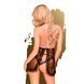 Комплект пеньюар в стиле 60-х и трусики с доступом Penthouse - Libido Boost Black M/L