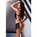 Комплект белья Passion Exclusive KASSANDRA SET OpenBra 2XL/3XL, black, лиф из бахромы, трусики-юбка