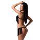 Комплект белья Passion Exclusive KASSANDRA SET OpenBra 2XL/3XL, black, лиф из бахромы, трусики-юбка