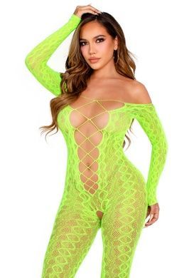 Бодистокинг Leg Avenue Crotchless Footless Lingerie Bodystocking One Size Neon Green