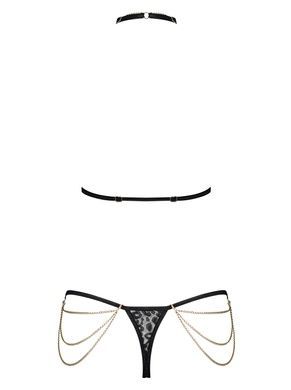Комплект с цепочками Obsessive Pantheria 2-pcs set black L/XL, бюстгальтер, трусики