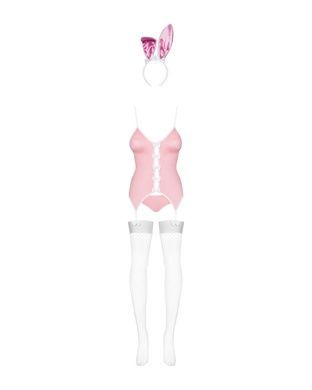 Эротический костюм зайки Obsessive Bunny suit 4 pcs costume pink S/M, розовый, топ с подвязками, тру