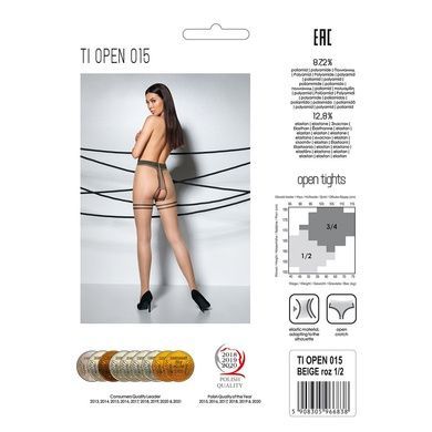 Телесные колготки с доступом, контрастная двойная резинка Passion TIOPEN 015 1/2 (20 den), beige