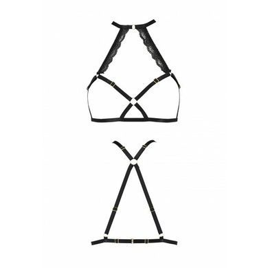 Портупея из стреп с кружевом Passion Exclusive LORRY BRA XXL/XXXL, black, стринги в комплекте