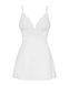 Сатиновий пеньюар із мереживом Obsessive 810-BAB-2 babydoll & thong S/M, білий, пеньюар, танга