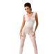 Бодістокінг Passion BS052 white, комбінезон, імітація корсета з підтяжками, панчох і трусиків S/M/L