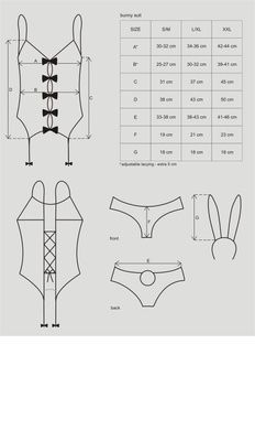 Эротический костюм зайки Obsessive Bunny suit 4 pcs costume pink L/XL, розовый, топ с подвязками, тр