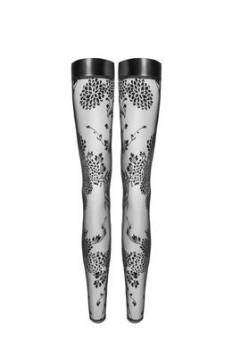 Панчохи Noir Handmade F243 Tulle stockings with patterned flock embroidery - 3XL