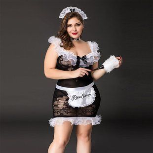 Костюм покоївки JSY &laquo;Слухняна Ельма&raquo; Plus Size Black, сукня, фартух, головний убір покоївки
