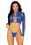 Комплект Leg Avenue Long sleeve crop top & string Royal Blue One Size, топ, стринги