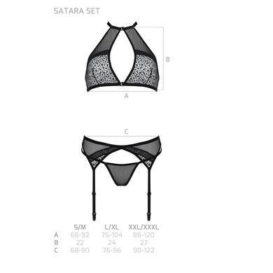 Комплект белья Passion SATARA SET L/XL red, топ, пояс для чулок, стринги
