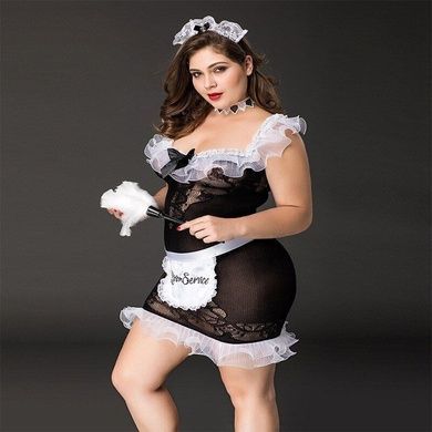 Костюм покоївки JSY &laquo;Слухняна Ельма&raquo; Plus Size Black, сукня, фартух, головний убір покоївки