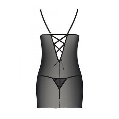 Пеньюар с вырезами на груди, стринги Passion LOVELIA CHEMISE L/XL, black