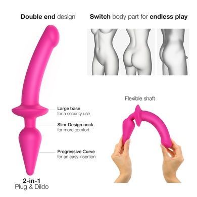 Анальна пробка з ділдо Strap-On-Me SWITCH PLUG-IN DILDO Fuchsia L SO6829 фото
