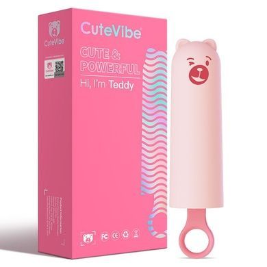 Вибратор-мороженое CuteVibe Teddy Pink (Black Dildo) SO6547 фото