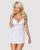 Сатиновий пеньюар з мереживом Obsessive 810-BAB-2 babydoll & thong L/XL, білий, пеньюар, танга