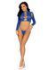 Комплект Leg Avenue Long sleeve crop top & string Royal Blue One Size, топ, стринги