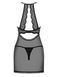 Прозрачный пеньюар с открытой грудью Obsessive Pearlove chemise & thong black S/M, трусики