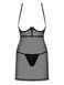 Прозрачный пеньюар с открытой грудью Obsessive Pearlove chemise & thong black S/M, трусики