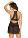 Прозрачный пеньюар с открытой грудью Obsessive Pearlove chemise & thong black S/M, трусики