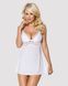 Сатиновий пеньюар з мереживом Obsessive 810-BAB-2 babydoll & thong L/XL, білий, пеньюар, танга