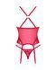 Прозорий корсет Obsessive Lacelove corset XL/2XL Red, мереживо, підв&rsquo;язки для панчіх