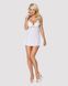 Сатиновий пеньюар з мереживом Obsessive 810-BAB-2 babydoll & thong L/XL, білий, пеньюар, танга