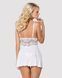 Сатиновий пеньюар з мереживом Obsessive 810-BAB-2 babydoll & thong L/XL, білий, пеньюар, танга