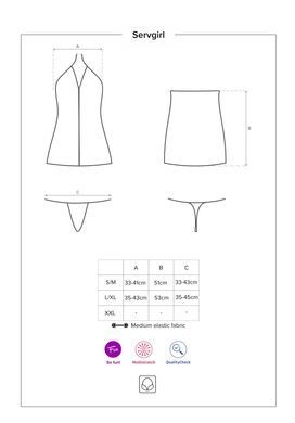 Еротичний костюм покоївки Obsessive Servgirl costume S/M, халат, стрінги, фартух, обруч