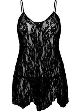 Кружевная женская рубашка беби-долл Leg Avenue Rose Lace One Size черная