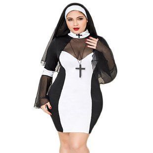 Еротичний костюм черниці JSY &laquo;Грішниця Лола&raquo; Plus Size Black, сукня, хрест, апостольник