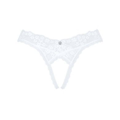 Еротичні мереживні трусики танга з доступом Obsessive Heavenlly XL/2XL білі